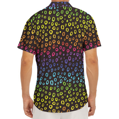 Rainbow Leopard Pattern Print Men's Deep V-Neck Shirt