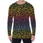 Rainbow Leopard Pattern Print Men's Long Sleeve T-Shirt