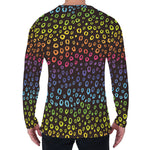 Rainbow Leopard Pattern Print Men's Long Sleeve T-Shirt