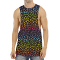 Rainbow Leopard Pattern Print Men's Muscle Tank Top