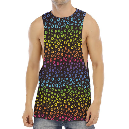 Rainbow Leopard Pattern Print Men's Muscle Tank Top
