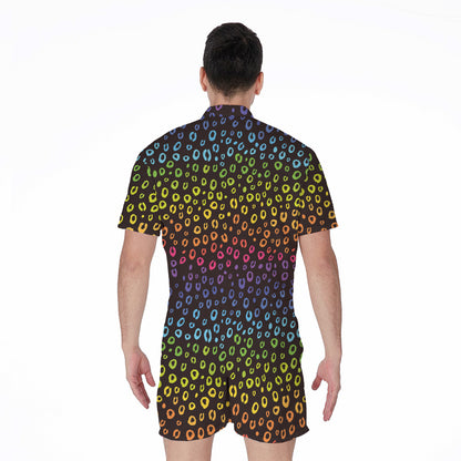 Rainbow Leopard Pattern Print Men's Rompers