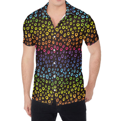 Rainbow Leopard Pattern Print Men's Shirt