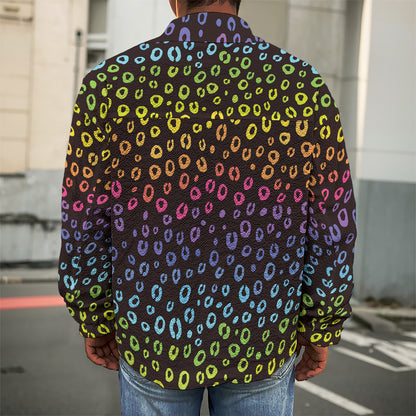 Rainbow Leopard Pattern Print Men's Shirt Jacket