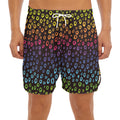 Rainbow Leopard Pattern Print Men's Split Running Shorts
