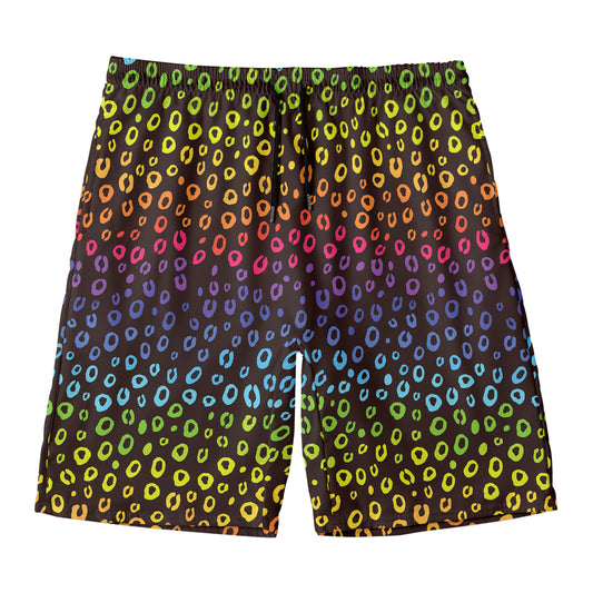 Rainbow Leopard Pattern Print Men's Swim Trunks