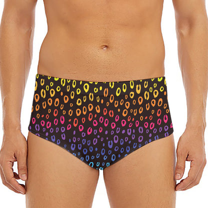 Rainbow Leopard Pattern Print Men's Triangle Swim Briefs