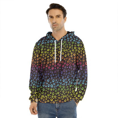 Rainbow Leopard Pattern Print Men's Velvet Pullover Hoodie