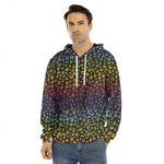 Rainbow Leopard Pattern Print Men's Velvet Pullover Hoodie