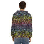 Rainbow Leopard Pattern Print Men's Velvet Pullover Hoodie