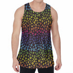 Rainbow Leopard Pattern Print Men's Velvet Tank Top