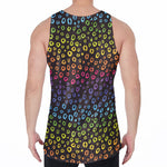 Rainbow Leopard Pattern Print Men's Velvet Tank Top