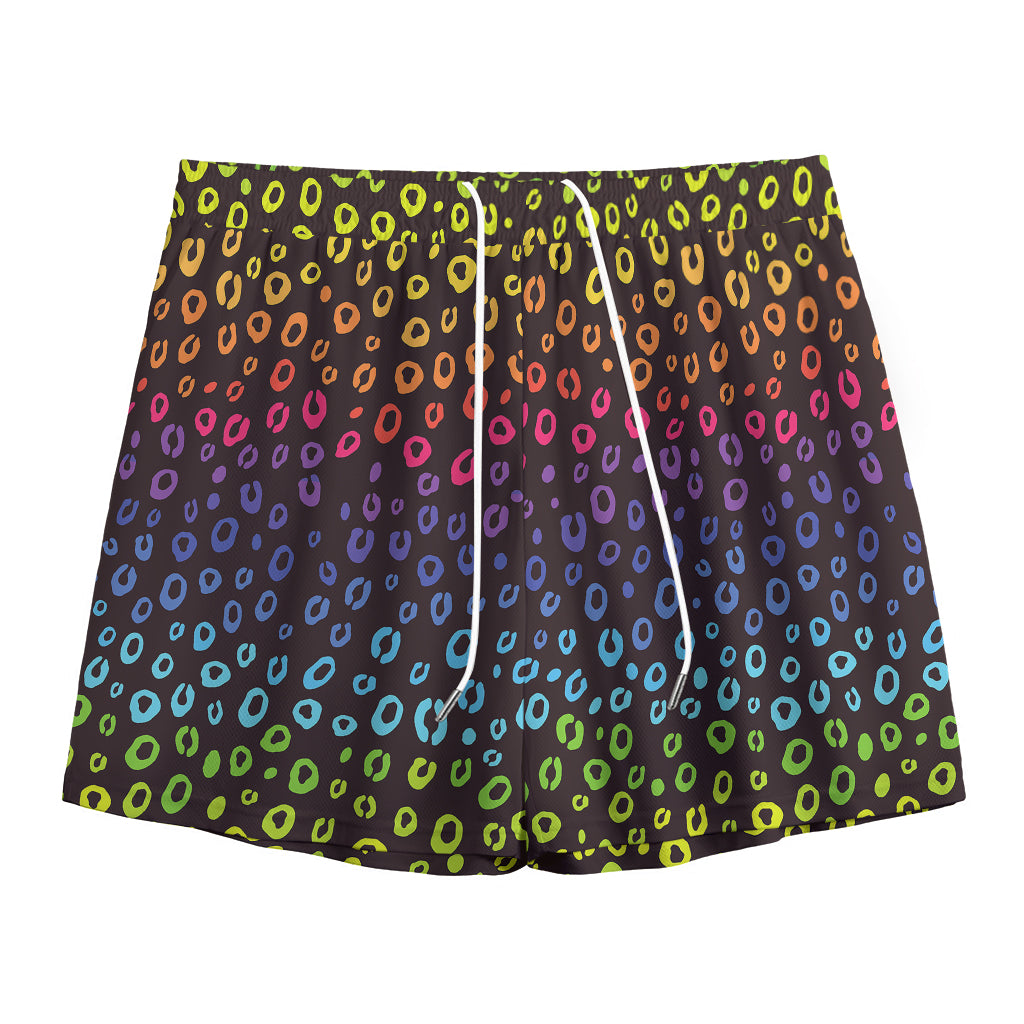 Rainbow Leopard Pattern Print Mesh Shorts