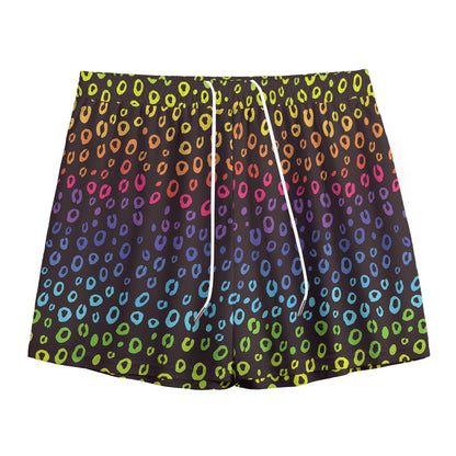 Rainbow Leopard Pattern Print Mesh Shorts