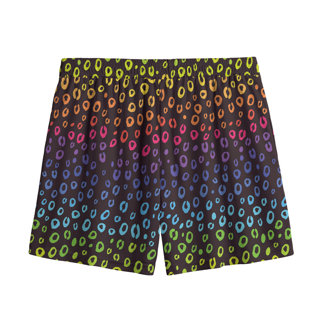 Rainbow Leopard Pattern Print Mesh Shorts