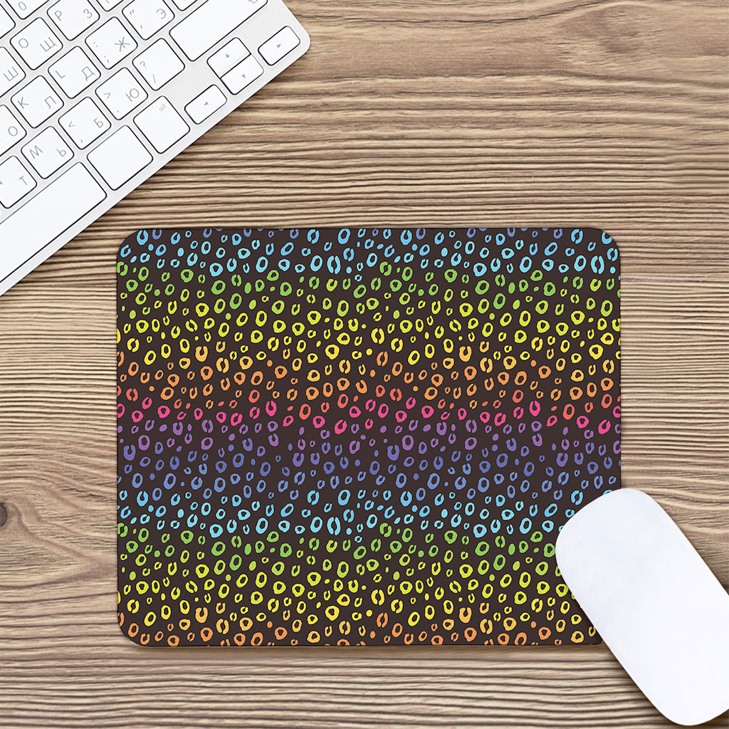 Rainbow Leopard Pattern Print Mouse Pad