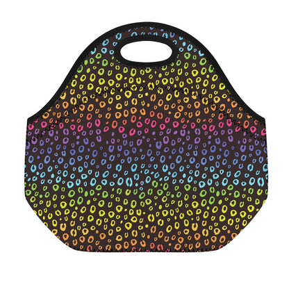 Rainbow Leopard Pattern Print Neoprene Lunch Bag