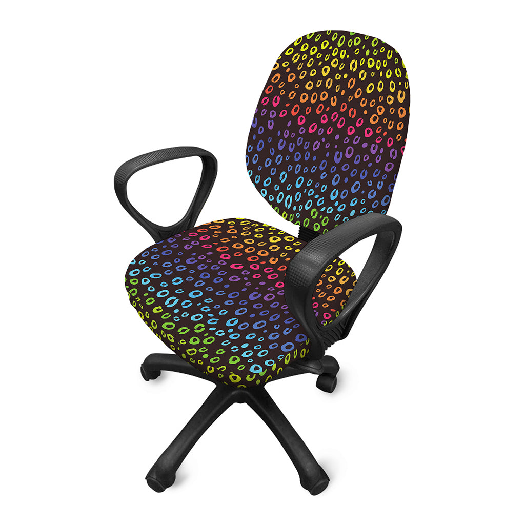 Rainbow Leopard Pattern Print Office Chair Cover