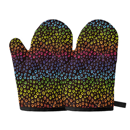 Rainbow Leopard Pattern Print Oven Mitts