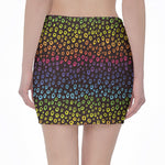 Rainbow Leopard Pattern Print Pencil Mini Skirt