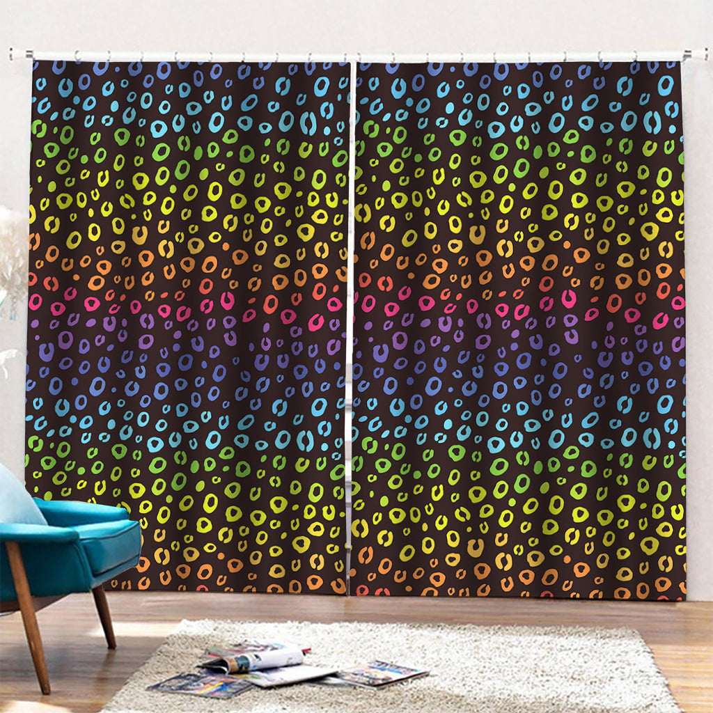 Rainbow Leopard Pattern Print Pencil Pleat Curtains