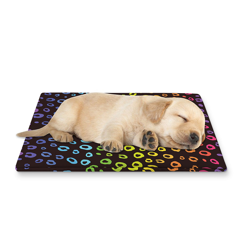 Rainbow Leopard Pattern Print Pet Cooling Mat Cover