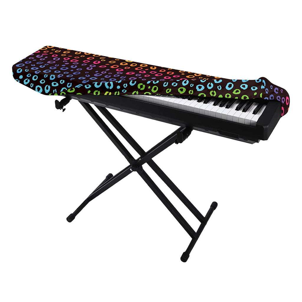 Rainbow Leopard Pattern Print Piano Keyboard Cover
