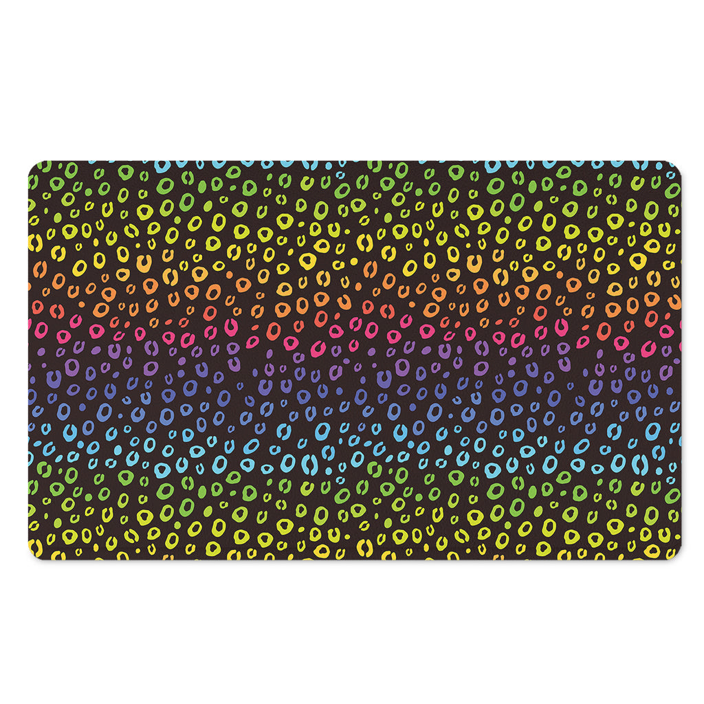 Rainbow Leopard Pattern Print Polyester Doormat