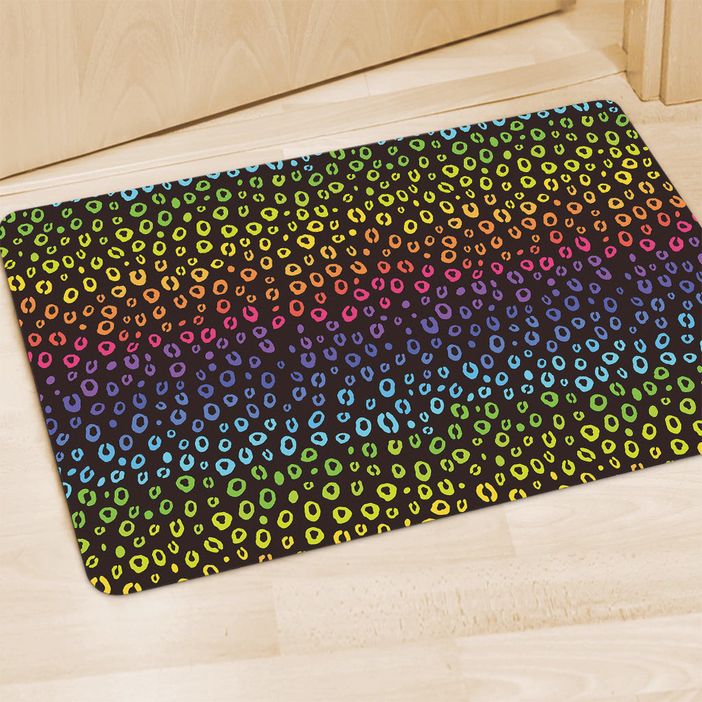 Rainbow Leopard Pattern Print Polyester Doormat