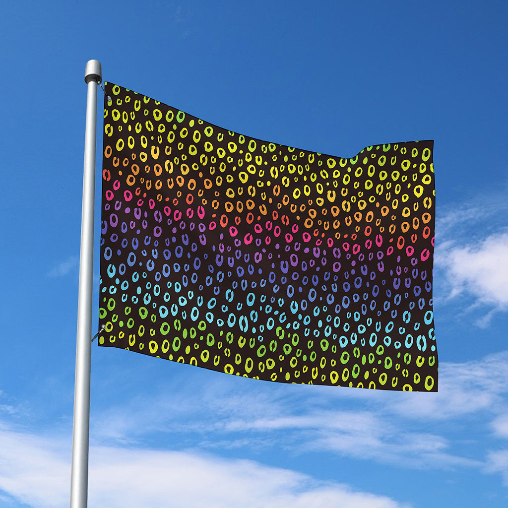 Rainbow Leopard Pattern Print Polyester Flag