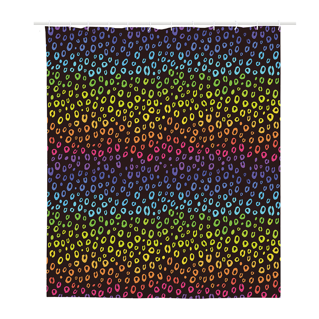 Rainbow Leopard Pattern Print Polyester Shower Curtain
