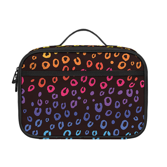 Rainbow Leopard Pattern Print Portable Lunch Bag