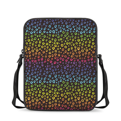 Rainbow Leopard Pattern Print Rectangular Crossbody Bag