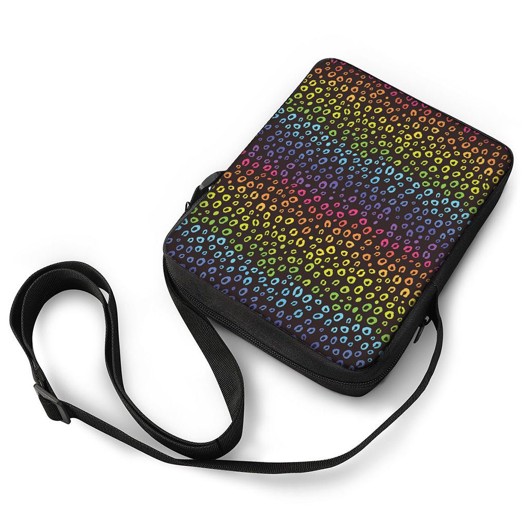 Rainbow Leopard Pattern Print Rectangular Crossbody Bag
