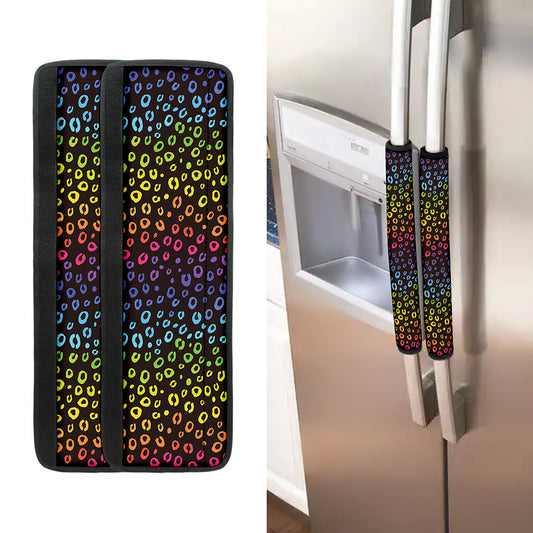 Rainbow Leopard Pattern Print Refrigerator Handle Covers