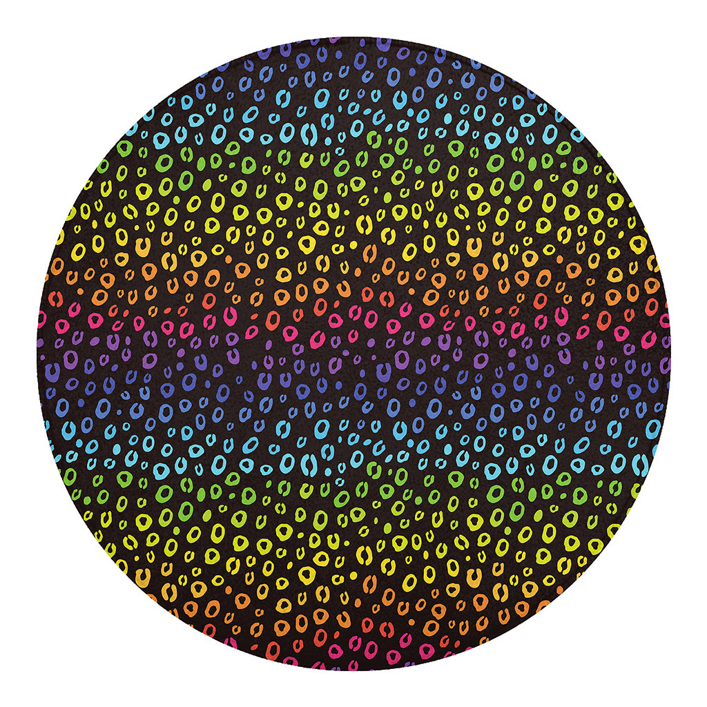 Rainbow Leopard Pattern Print Round Blanket