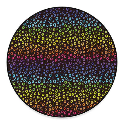 Rainbow Leopard Pattern Print Round Floor Mat