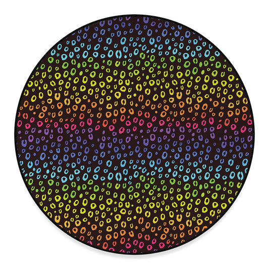 Rainbow Leopard Pattern Print Round Floor Mat