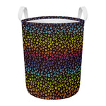 Rainbow Leopard Pattern Print Round Laundry Basket