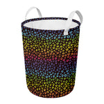 Rainbow Leopard Pattern Print Round Laundry Basket