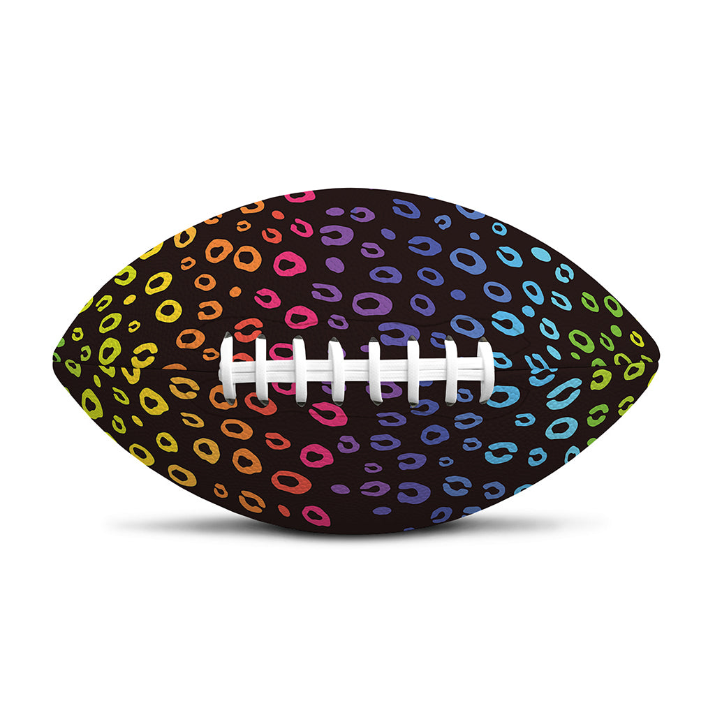 Rainbow Leopard Pattern Print Rugby Ball