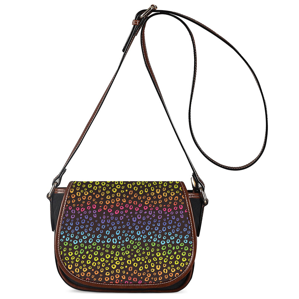 Rainbow Leopard Pattern Print Saddle Bag