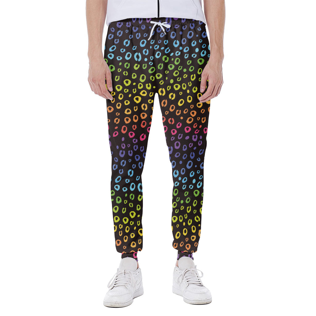 Rainbow Leopard Pattern Print Scuba Joggers