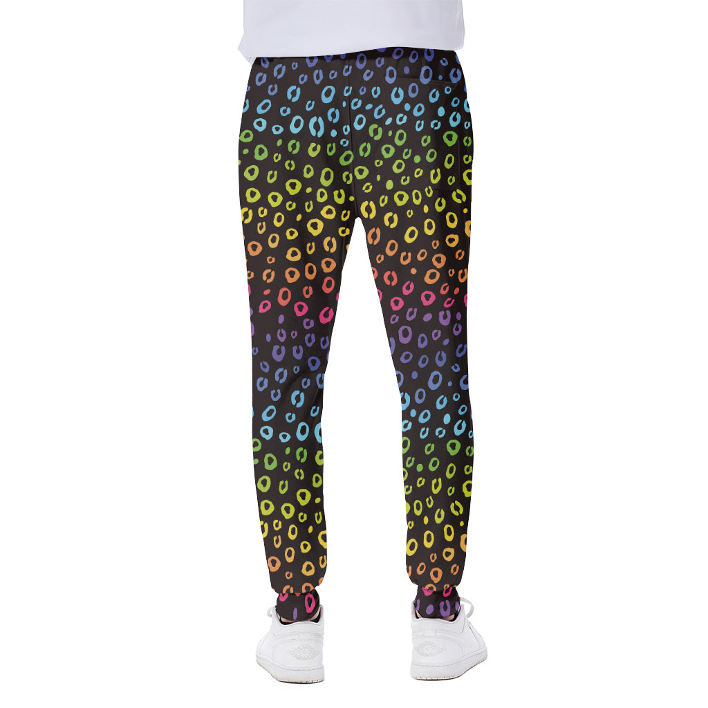 Rainbow Leopard Pattern Print Scuba Joggers