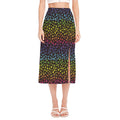Rainbow Leopard Pattern Print Side Slit Midi Skirt