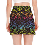 Rainbow Leopard Pattern Print Side Slit Mini Skirt