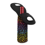 Rainbow Leopard Pattern Print Single Neoprene Wine Tote