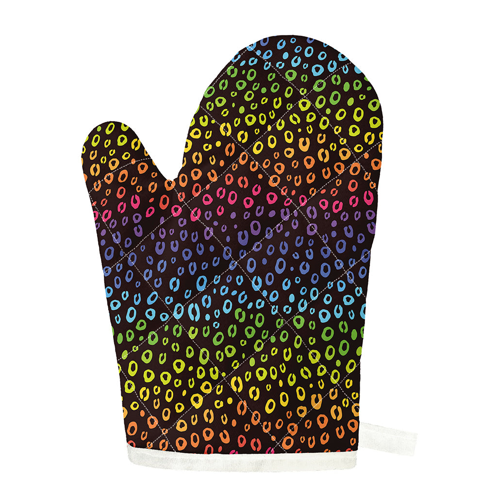 Rainbow Leopard Pattern Print Single Oven Mitt