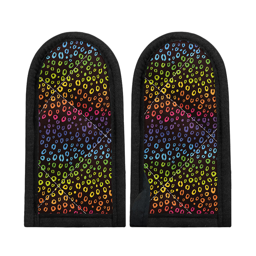 Rainbow Leopard Pattern Print Skillet Handle Cover