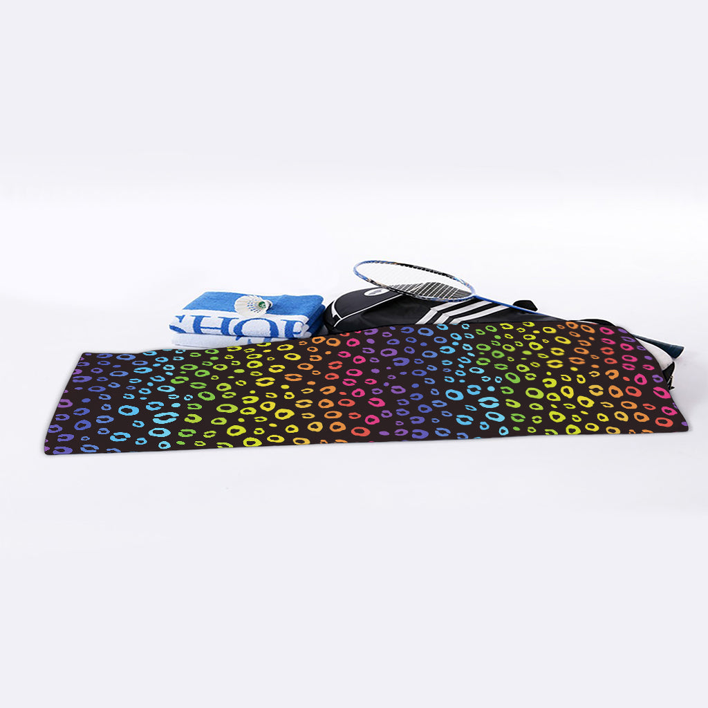 Rainbow Leopard Pattern Print Sports Towel
